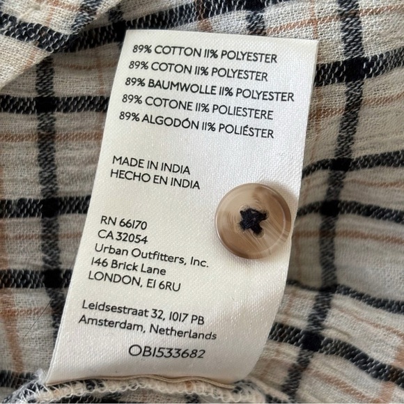 Pilcro Crinkle Plaid Button Front Shirt Medium Anthropologie - Picture 8 of 9